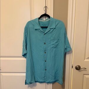 Tommy Bahama Turquoise Short Sleeve Button-Down Shirt for Men